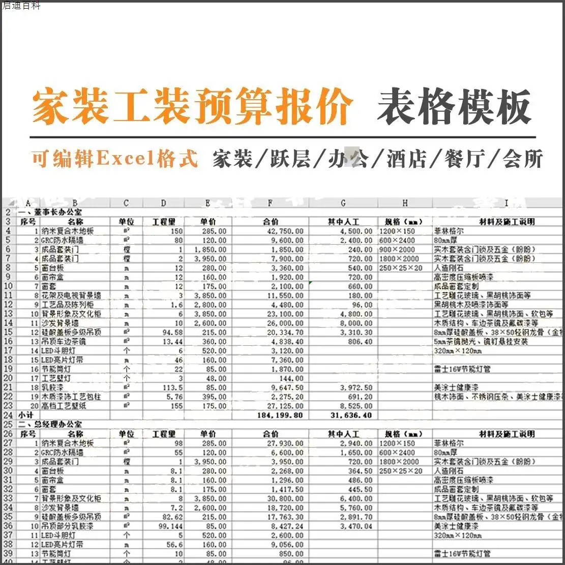 宾馆装修预算清单(宾馆装修预算报价单)